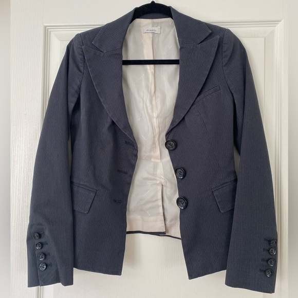 Pinko blazer with flap pockets pinstripe fitted blazer Size 4 - Picture 1 of 12
